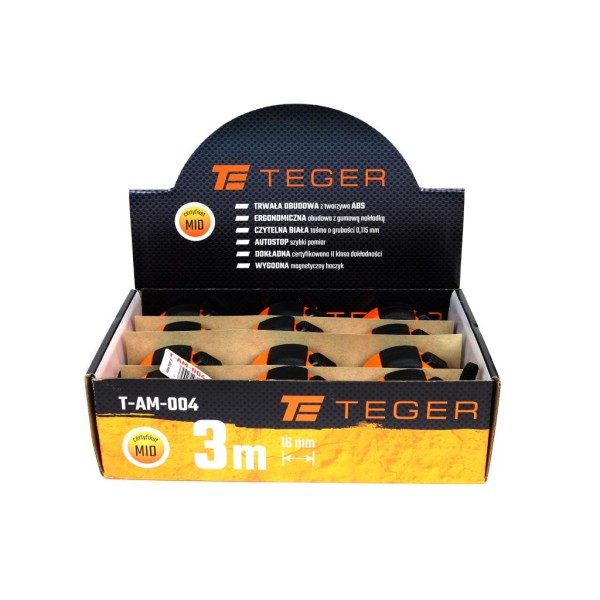 Miara stalowa rozwijana 3m 16mm TEGER AM-004 | Exvi