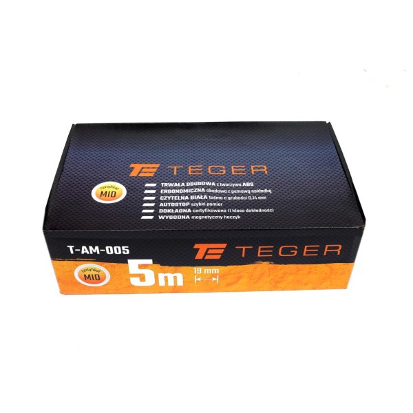 Miara stalowa rozwijana 5m 19mm TEGER AM-005 | Exvi