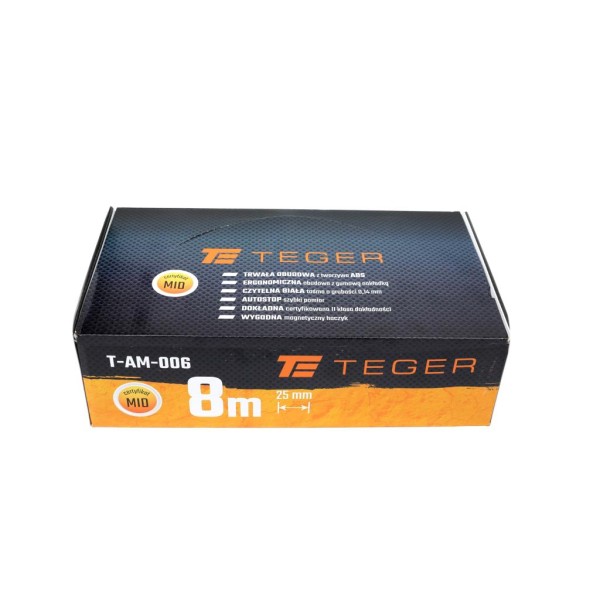 Miara stalowa rozwijana 8m 25mm TEGER AM-006 | Exvi