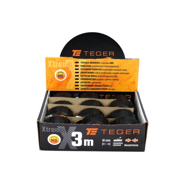 Miara stalowa dwustronna rozwijana 3m 16mm AM-009 | Exvi