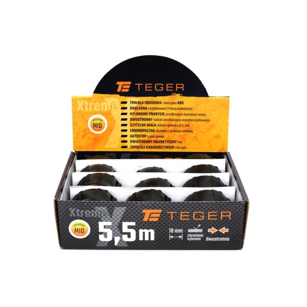 Miara stalowa dwustronna rozwijana 5.5m 19mm AM-010 | Exvi