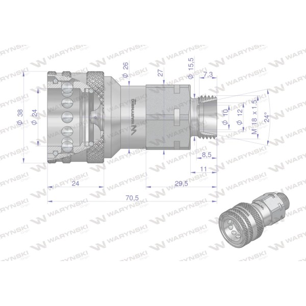 Szybkozłącze hydrauliczne gniazdo WIAM18MZE | Exvi