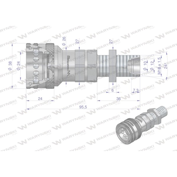 Szybkozłącze hydrauliczne gniazdo WIAM18MZLE | Exvi