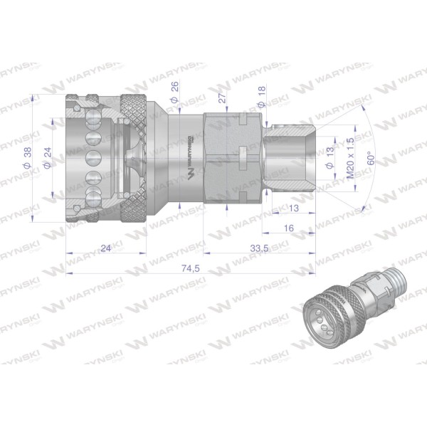 Szybkozłącze hydrauliczne gniazdo WIAM20MZE | Exvi