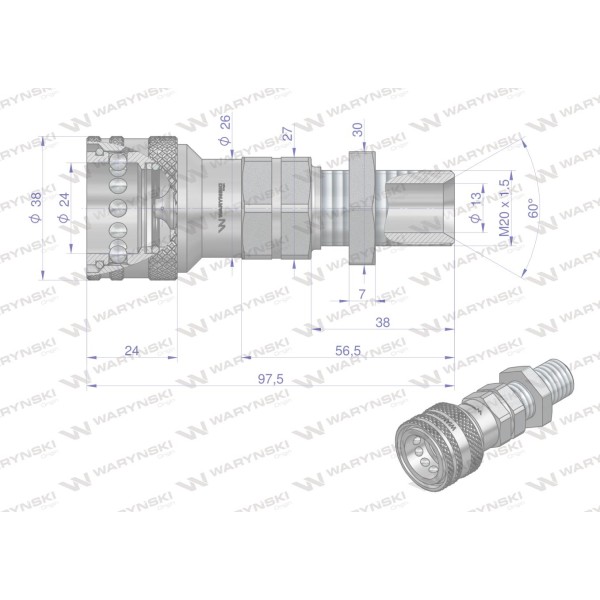 Szybkozłącze hydrauliczne gniazdo WIAM20MZLE | Exvi