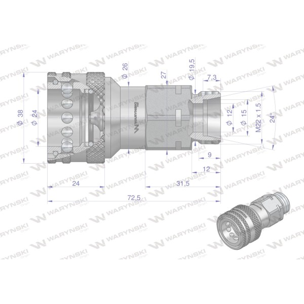 Szybkozłącze hydrauliczne gniazdo WIAM22MZE | Exvi