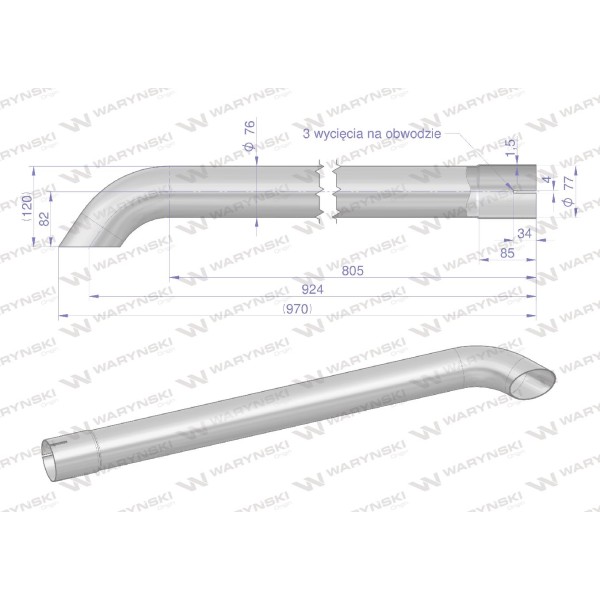 Rura wylotowa do tłumika A184475 inox A189049IW | Exvi