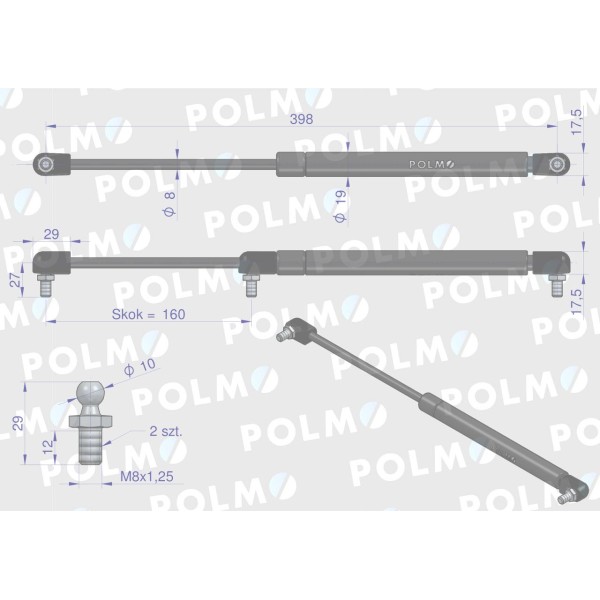 Siłownik dachu 88368200 pasuje do Ursus 88/36-820/0 | Exvi