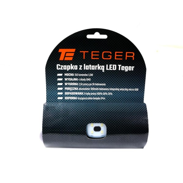 Latarka czołówka czapka LED COB ład USB LED-0085 | Exvi