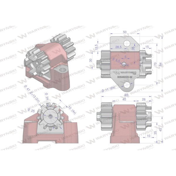 Wspornik napędu pompy hydraulicznej 50546220-W | Exvi