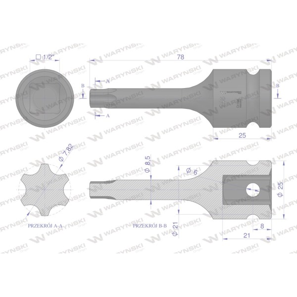 Nasadka udarowa 1/2" gwiazdkowa STAR T45 WMU205 | Exvi