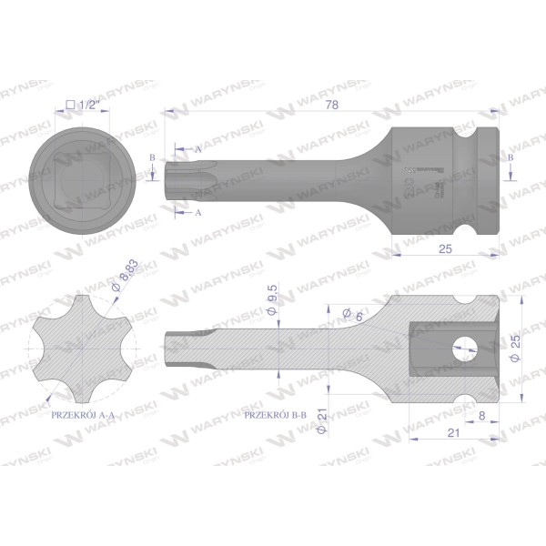 Nasadka udarowa 1/2" gwiazdkowa STAR T50 WMU206 | Exvi
