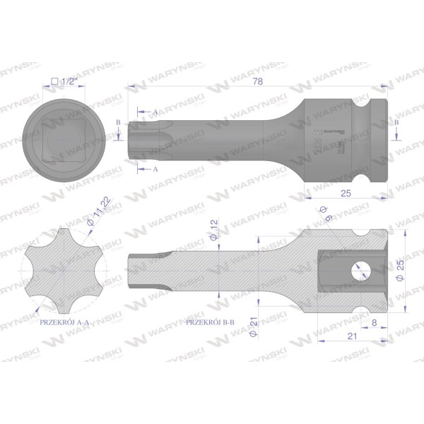 Nasadka udarowa 1/2" gwiazdkowa STAR T55 WMU207 | Exvi