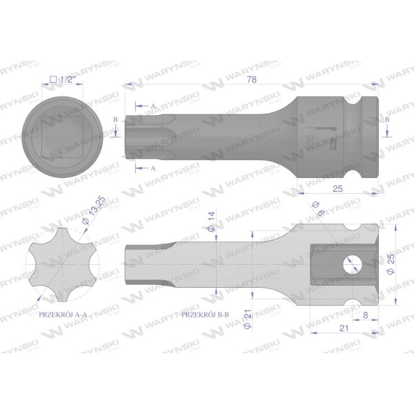 Nasadka udarowa 1/2" gwiazdkowa STAR T60 WMU208 | Exvi