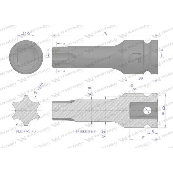 Nasadka udarowa 1/2" gwiazdkowa STAR T70 WMU209 | Exvi