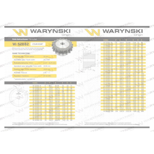 Koło zębate hartowane z kołnierzem 20B-2 S20B2-17 | Exvi