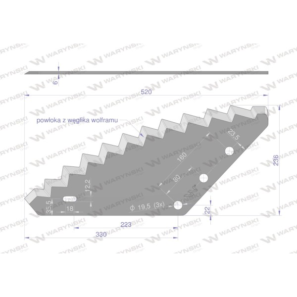 Nóż paszowozu uniwersalny otwór 19.5 mm 9010112 | Exvi