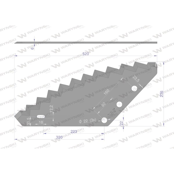 Nóż paszowozu uniwersalny otwór 22 mm 9010101 | Exvi
