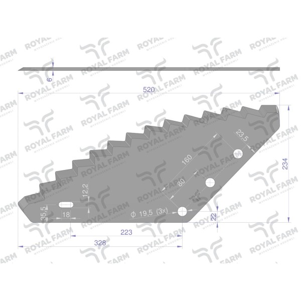 Nóż paszowozu uniwersalny otwór 19.5 mm RF-9010111 | Exvi