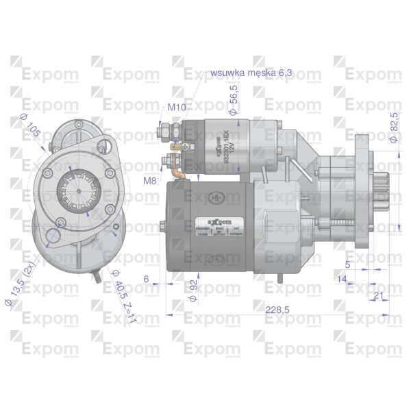 Rozrusznik z reduktorem typu Magneton 9142602EX | Exvi