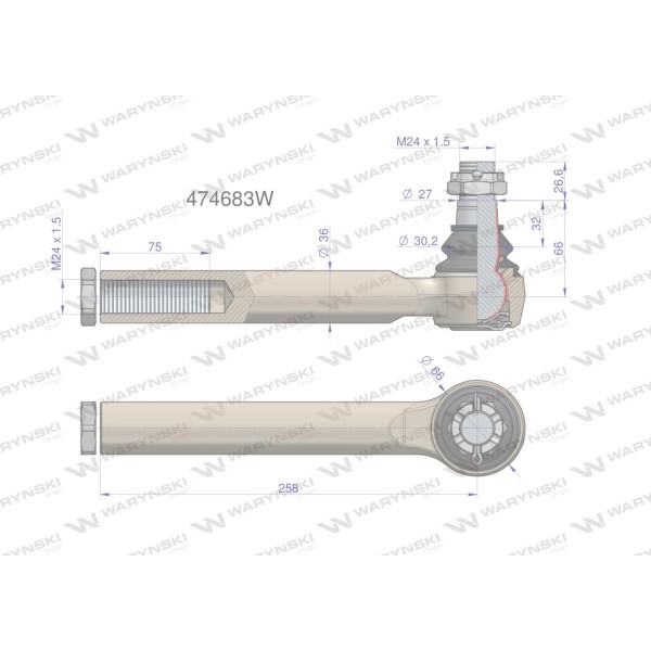 Przegub układu kierowniczego Manitou474683 474683W | Exvi