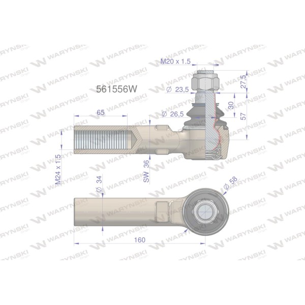 Przegub układu kierowniczego Manitou561556 561556W | Exvi