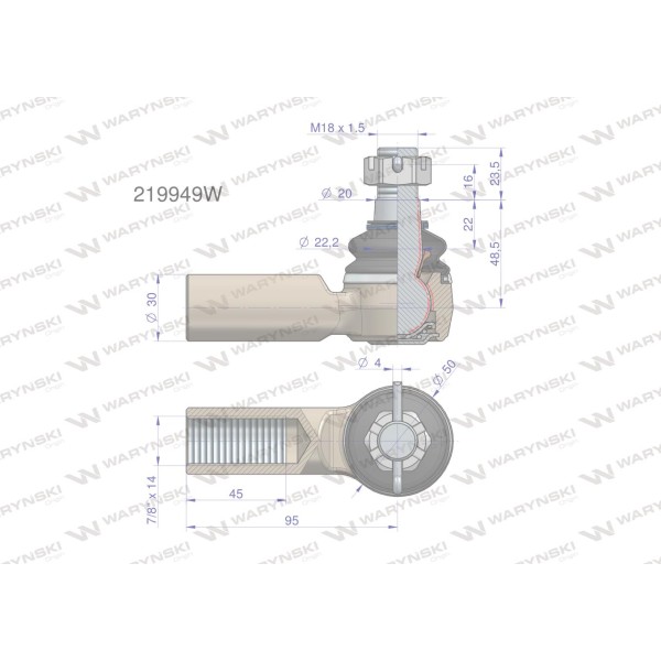 Przegub układu kierowniczego Manitou219949 219949W | Exvi