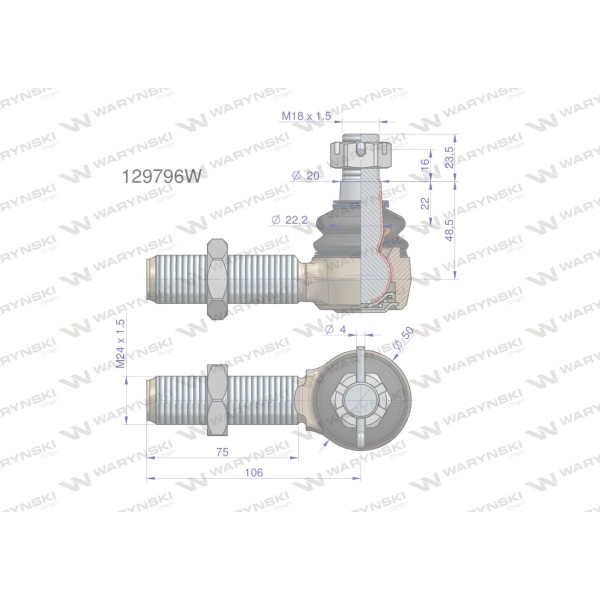 Przegub układu kierowniczego Manitou129796 129796W | Exvi