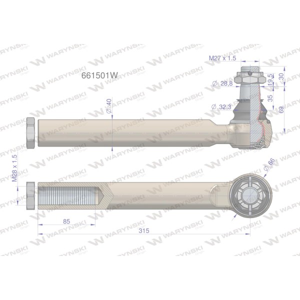 Przegub układu kierowniczego Manitou661501 661501W | Exvi