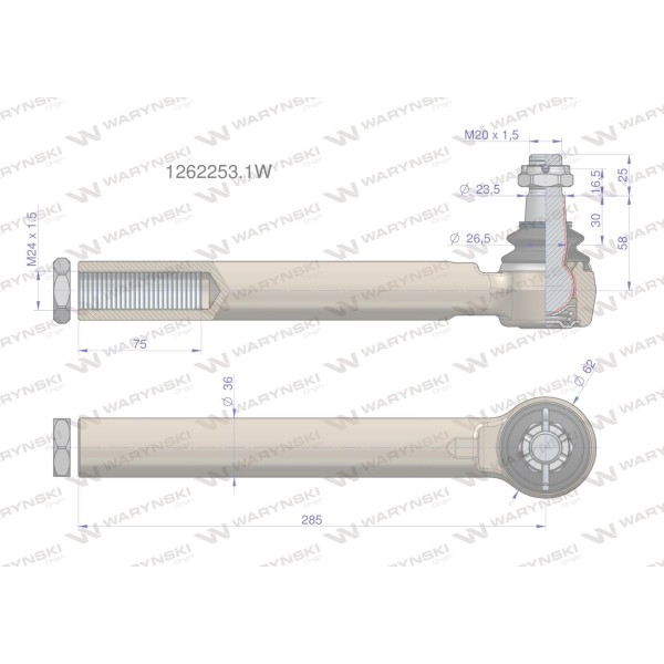 Przegub układu kierowniczego JCB1262253.1 1262253.1W | Exvi