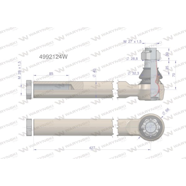 Przegub układu kierowniczego JCB4992124 4992124W | Exvi