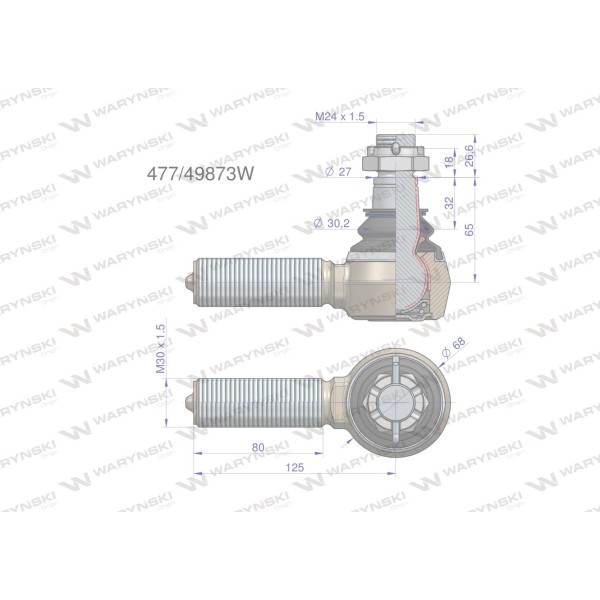 Przegub układu kierowniczego JCB47749873 477/49873W | Exvi