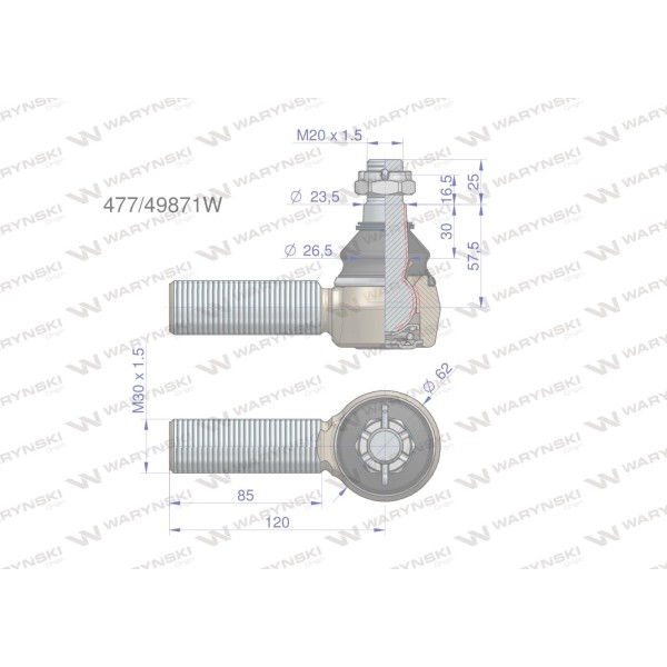 Przegub układu kierowniczego JCB47749871 477/49871W | Exvi
