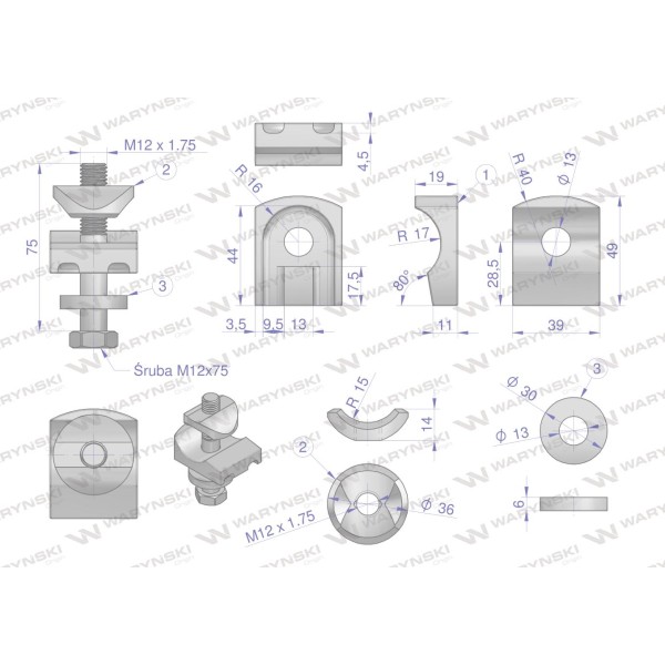 Mocowanie palca kpl. zastosowanie 57502100 | Exvi