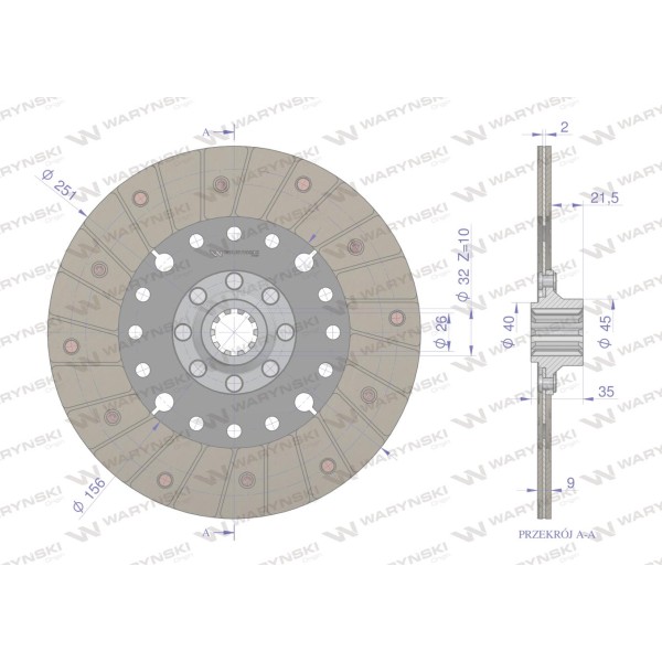 Tarcza sprzęgła AH64100 JOHN DEERE Waryński AH64100W | Exvi