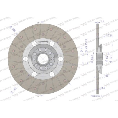 Tarcza sprzęgła CASE fi 280 Waryński 3058404R93W | Exvi