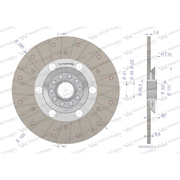 Tarcza sprzęgła CASE fi 280 Waryński 3058404R93W | Exvi