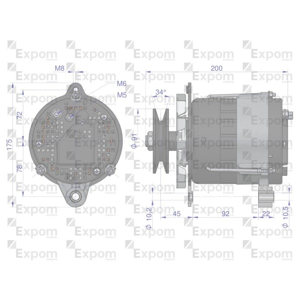Alternator T-25 50A EXPOM KWIDZYN eu G466.3701-1EX | Exvi