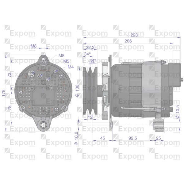 Alternator MTZ 100A podwójne koło G9702.3701EX | Exvi