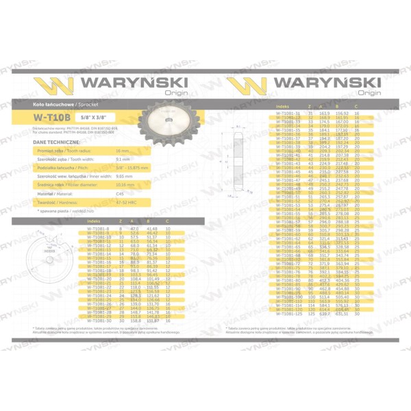 Koło zębate hartowane tarcza 10B-1 (R1 5/8) T10B1-23 | Exvi