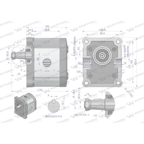 Pompa hydrauliczna zębata 33.0cm3 (grupa 3 PHAG3E33P | Exvi