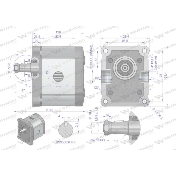 Pompa hydrauliczna zębata 39.0cm3 (grupa 3 PHAG3E39P | Exvi