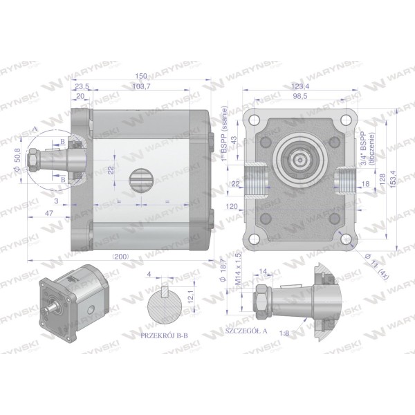 Pompa hydrauliczna zębata 52.0cm3 (grupa 3 PHAG3E52P | Exvi