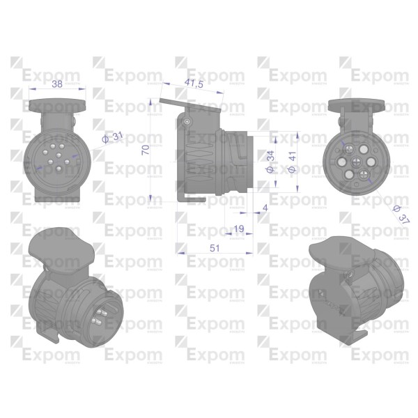 Adapter z 13-pin na 7-pin EXPOM KWIDZYN eu 13/7EX | Exvi