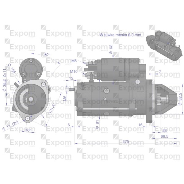 Rozrusznik 12V DEUTZTyp IskraMS30 EXPOM MS30EX | Exvi