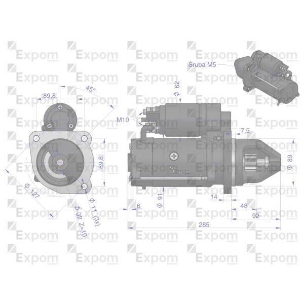 Rozrusznik 12V CASE Typ IskraMS148 EXPOM MS148EX | Exvi