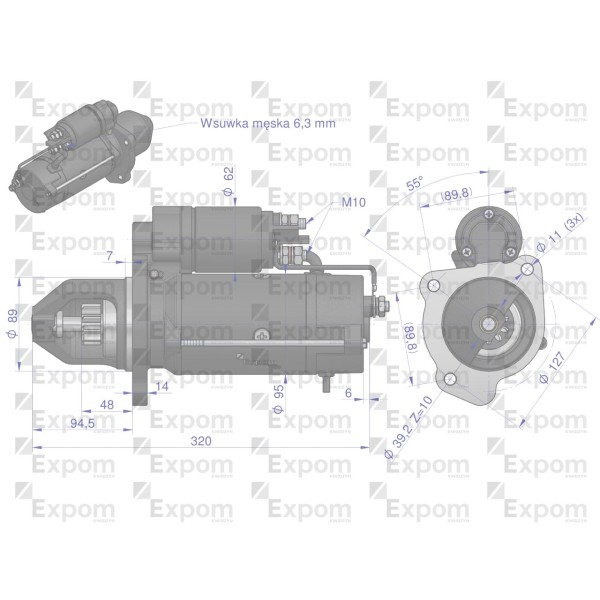 Rozrusznik 24V JOHN DEERE Typ iskra MS165EX | Exvi