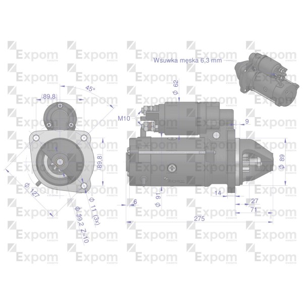 Rozrusznik 12V CLAAS Typ IskraMS551 EXPOM MS551EX | Exvi