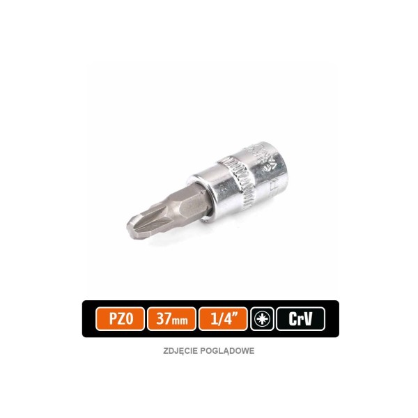 Klucz nasadowy 1/4" z bitem PZ 0x37 mm KNPZ101 | Exvi