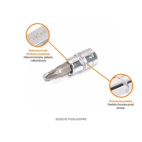 Klucz nasadowy 1/4" z bitem PZ 0x37 mm KNPZ101 | Exvi